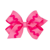Medium Grosgrain Bow w/ Ric Rac - Hot Pink Kids Hair Accessories Wee Ones