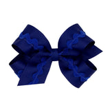 Medium Grosgrain Bow w/ Ric Rac - Lt. Navy Kids Hair Accessories Wee Ones