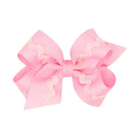 Medium Grosgrain Bow w/ Ric Rac - Pearl Pink - Sugar Babies Children's Boutique/Meg's Shoppe