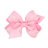 Medium Grosgrain Bow w/ Ric Rac - Pearl Pink - Sugar Babies Children's Boutique/Meg's Shoppe