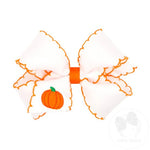 Medium Harvest Grosgrain Bow w/ Pumpkin Stitching Kids Hair Accessories Wee Ones