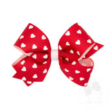 Medium Heart Print Grosgrain Bow - Red Kids Hair Accessories Wee Ones