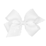 Medium Moonstitch Grosgrain Bow w/ Cross Embroidery - White Kids Hair Accessories Wee Ones