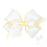 Medium Moonstitch Grosgrain Bow - White w/ Light Yellow Kids Hair Accessories Wee Ones