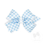 Medium Moonstitch Print Bow - Millennium Blue Gingham Kids Hair Accessories Wee Ones