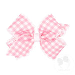 Medium Moonstitch Print Bow - Pearl Pink Gingham Kids Hair Accessories Wee Ones