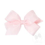 Medium Organza & Grosgrain Overlay Bow - Powder Pink Kids Hair Accessories Wee Ones