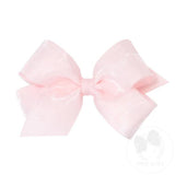 Medium Organza & Grosgrain Overlay Bow - Powder Pink Kids Hair Accessories Wee Ones