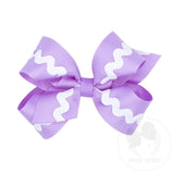 Medium Ric Rac Lined Grosgrain Bow - Lt. Orchid Kids Hair Accessories Wee Ones