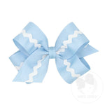 Medium Ric Rac Lined Grosgrain Bow - Millennium Blue Kids Hair Accessories Wee Ones