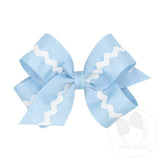 Medium Ric Rac Lined Grosgrain Bow - Millennium Blue Kids Hair Accessories Wee Ones