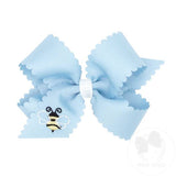 Medium Scallop Embroidered Bow - Bee Kids Hair Accessories Wee Ones