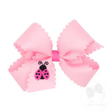 Medium Scallop Embroidered Bow - Ladybug Kids Hair Accessories Wee Ones