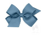 Medium Scalloped Edge Grosgrain Bow - Denim Kids Hair Accessories Wee Ones