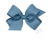Medium Scalloped Edge Grosgrain Bow - Denim Kids Hair Accessories Wee Ones