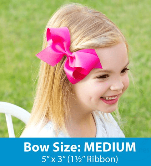 Medium Scalloped Edge Grosgrain Bow - Denim Kids Hair Accessories Wee Ones
