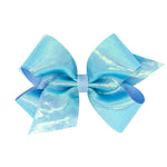 Medium Sheer Grosgrain Overlay Bow - Millennium Blue Kids Hair Accessories Wee Ones