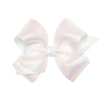 Medium Sheer Grosgrain Overlay Bow - White Kids Hair Accessories Wee Ones