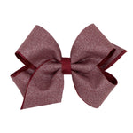 Medium Shimmer w/ Grosgrain Overlay - Cranberry Kids Hair Accessories Wee Ones