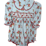 Merry & Bright Smocked L/S Bubble Girls Play Dresses Banana Split