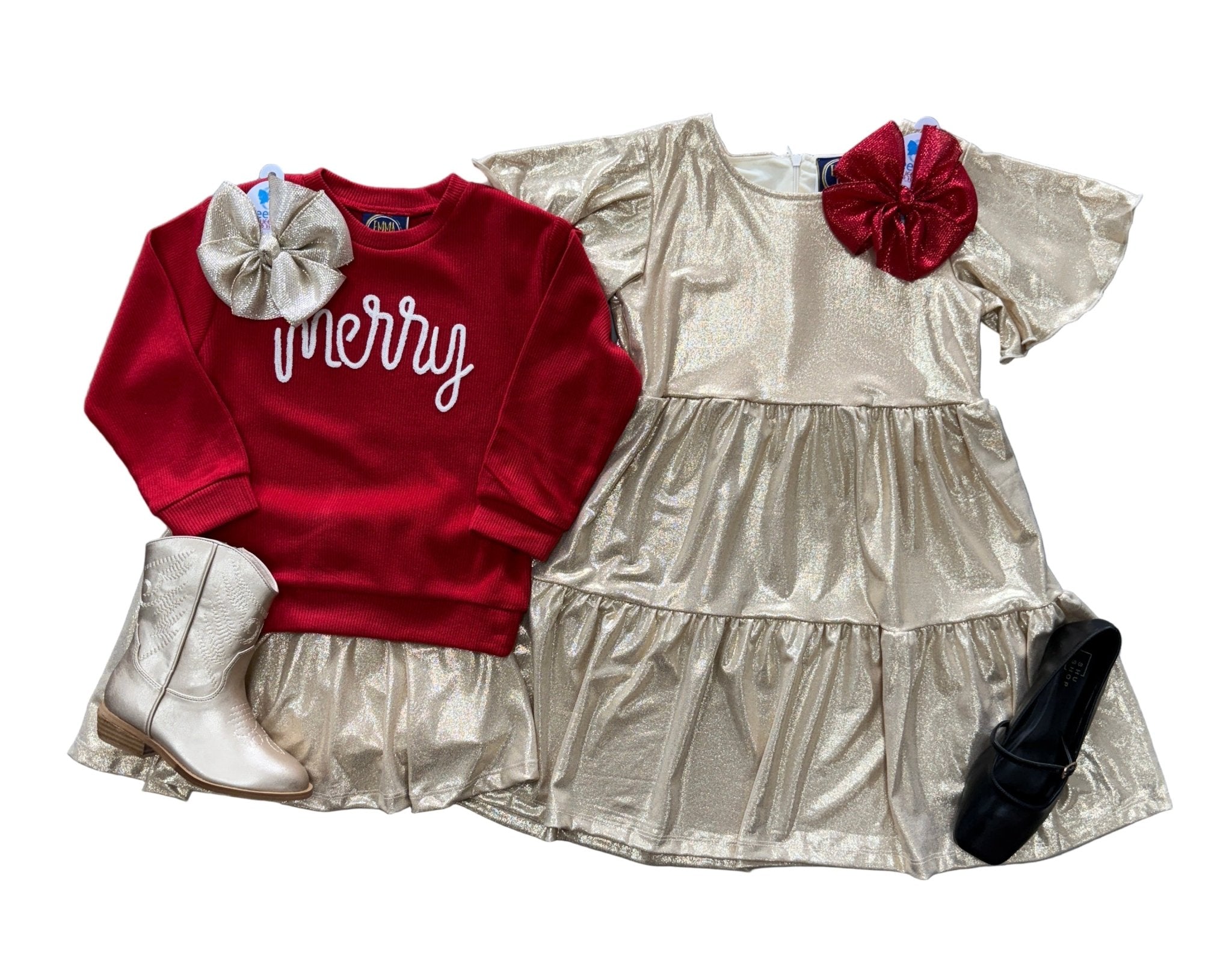 Blakely Skort - Gold Sparkle Girls Skirts + Bloomers Emma Jean