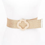Metal Buckle Metallic Stretch Belt - Gold Misc Accessories ANB Fashion