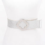 Metal Buckle Metallic Stretch Belt - Silver Misc Accessories ANB Fashion