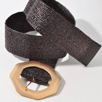 Metallic Octagon Buckle Belt - Black Misc Accessories ANB Fashion