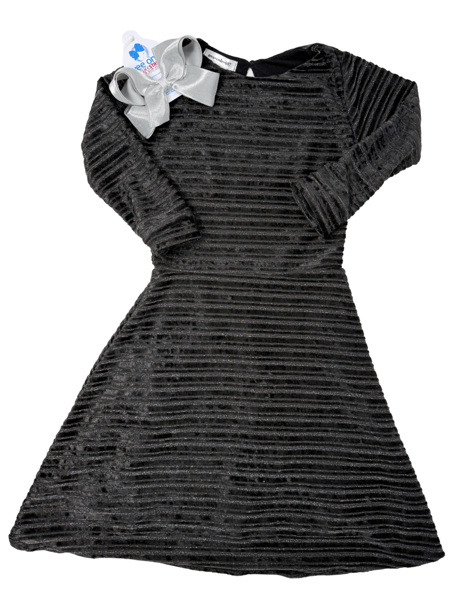 Metallic Velvet Circle Dress - Black & Silver - Sugar Babies Children's Boutique/Meg's Shoppe