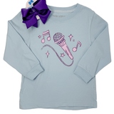 Microphone L/S Shirt - Lt. Blue Girls Tops + Tees Mustard & Ketchup