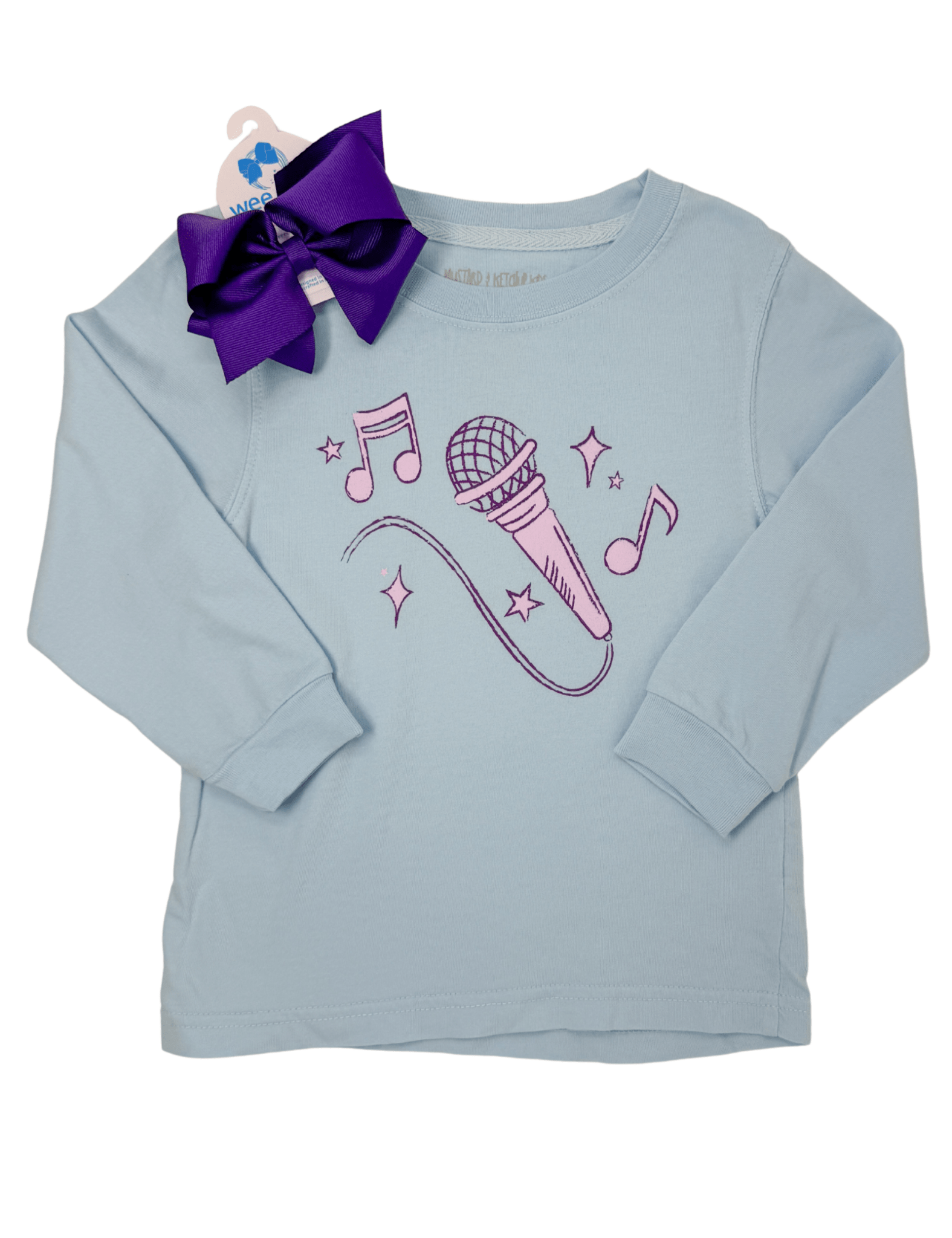 Microphone L/S Shirt - Lt. Blue Girls Tops + Tees Mustard & Ketchup