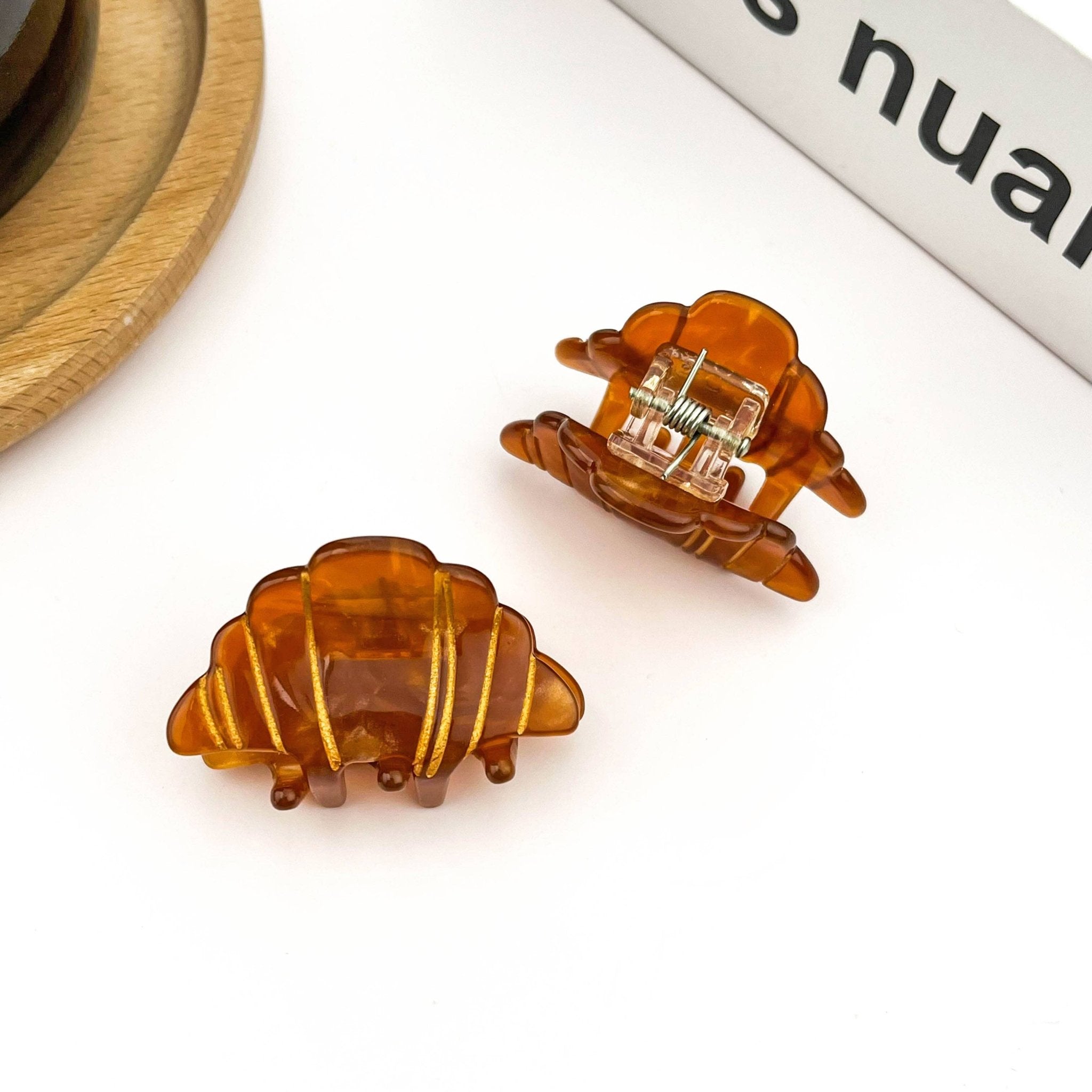 Mini Croissant Hair Claw Clip, Acetate Food-Themed Hair Clip: Mini Clip Hair Accessories TheDivaSoap