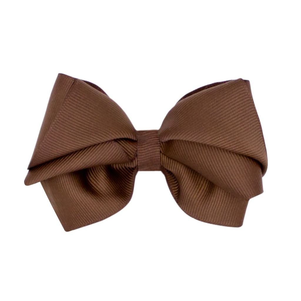 Mini King Pleated Grosgrain Bow - Coffee - Sugar Babies Children's Boutique/Meg's Shoppe