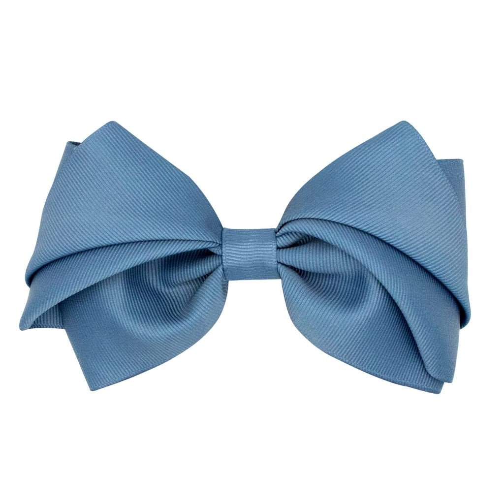 Mini King Pleated Grosgrain Bow - Smoked Blue - Sugar Babies Children's Boutique/Meg's Shoppe
