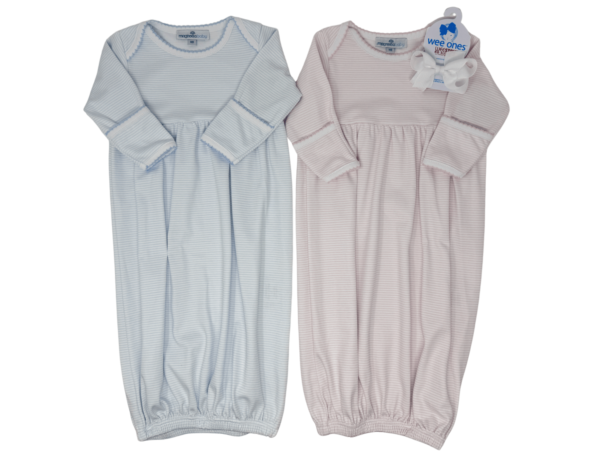 Mini Stripes Gathered Gown - Pink Baby Sleepwear Magnolia Baby