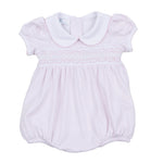 Mini Stripes Smocked Collared Bubble - Pink Baby Sleepwear Magnolia Baby