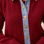 Mixed Media Sweater Jacket w/ Denim Detail Outerwear Tribal