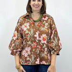 Mocha Meadow Button Top Tops Jodifl