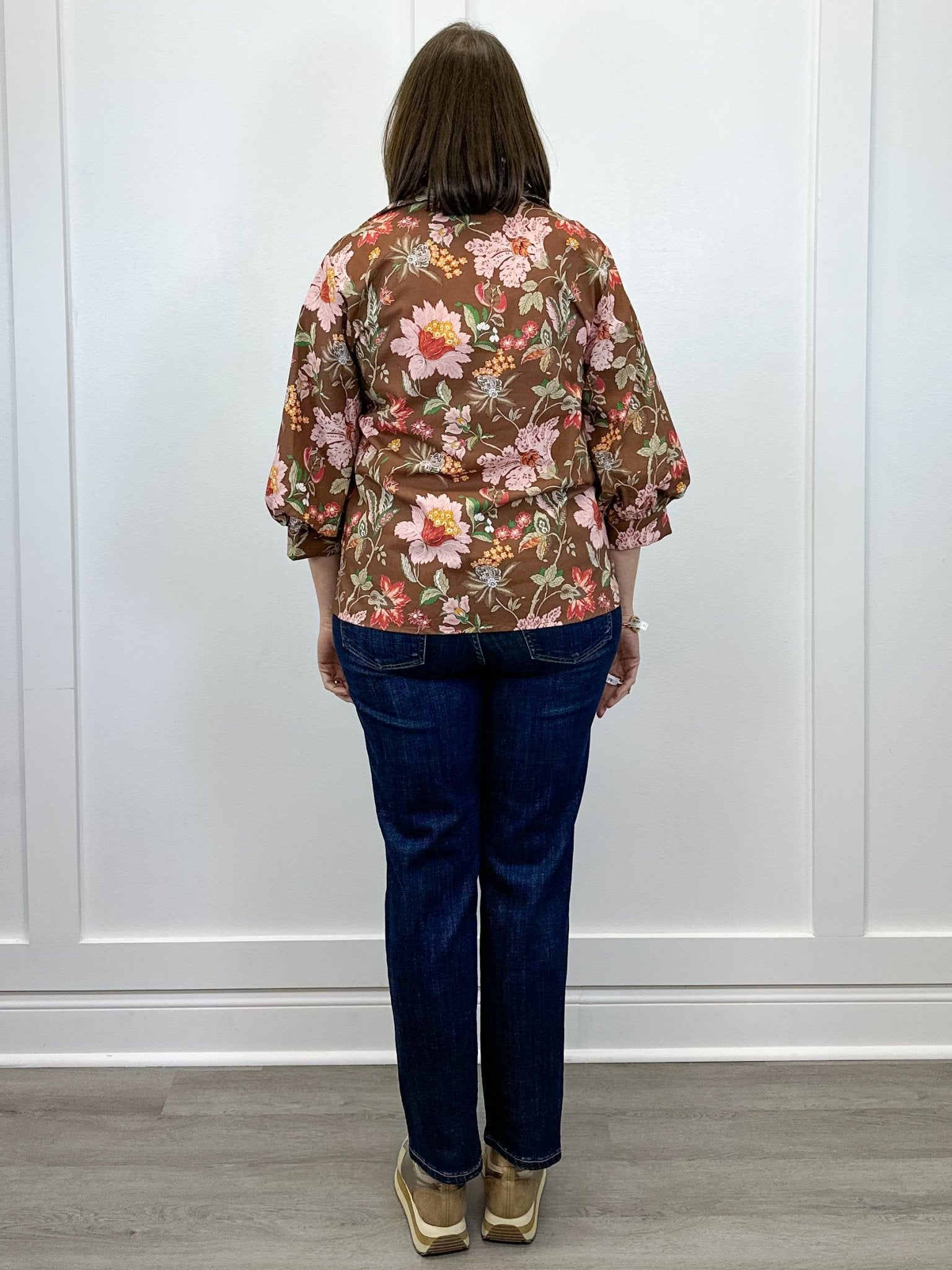 Mocha Meadow Button Top Tops Jodifl