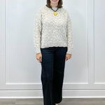 Mock Neck Puff Sleeve High Low Sweater - Cream Sweaters Tribal