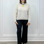 Mock Neck Puff Sleeve High Low Sweater - Cream Sweaters Tribal