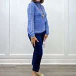 Mock Neck Sweater w/ Special Wash - Ultra Blue Sweaters Tribal
