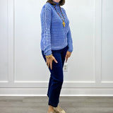 Mock Neck Sweater w/ Special Wash - Ultra Blue Sweaters Tribal