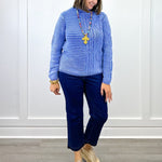 Mock Neck Sweater w/ Special Wash - Ultra Blue Sweaters Tribal