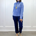 Mock Neck Sweater w/ Special Wash - Ultra Blue Sweaters Tribal