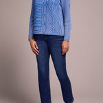 Mock Neck Sweater w/ Special Wash - Ultra Blue Sweaters Tribal