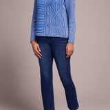 Mock Neck Sweater w/ Special Wash - Ultra Blue Sweaters Tribal