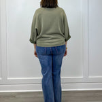 Mock Neck Top - Washed Olive Tops FATE