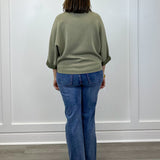 Mock Neck Top - Washed Olive Tops FATE