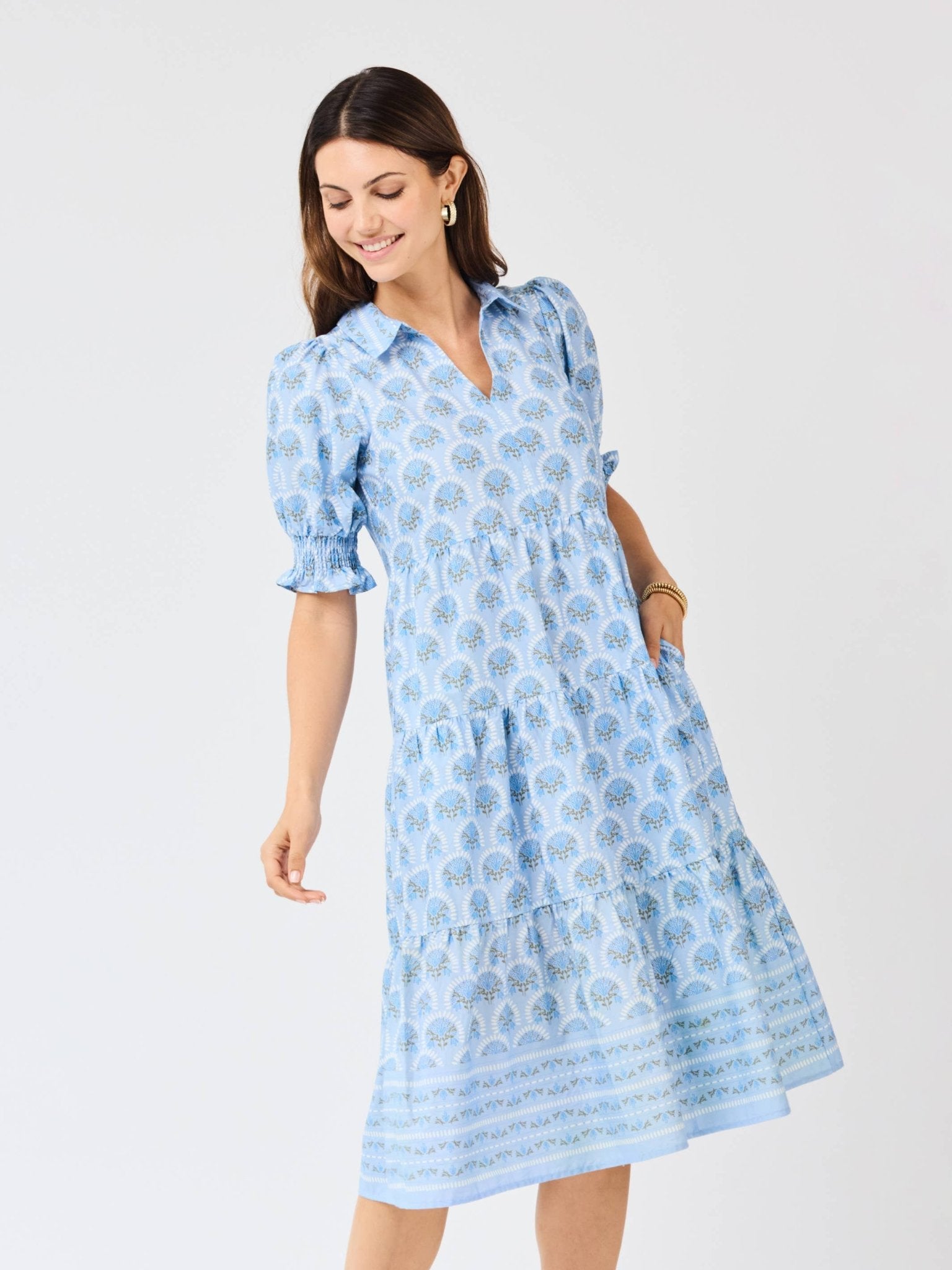 Molly Dress - Sun Shower Flora Blue Long Dresses Mary Square